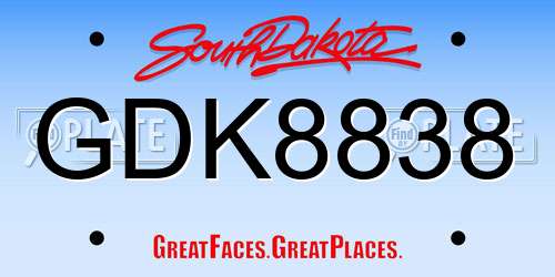 GDK8838 South Dakota License Plate