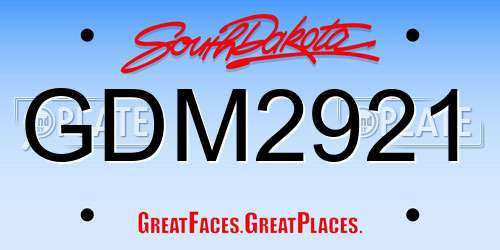 GDM2921 South Dakota License Plate