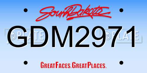 GDM2971 South Dakota License Plate