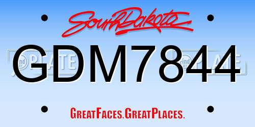GDM7844 South Dakota License Plate