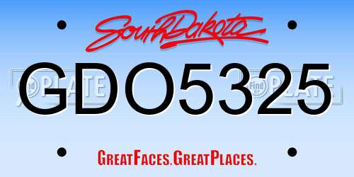 GDO5325 South Dakota License Plate