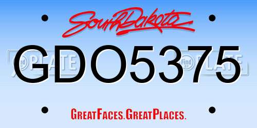 GDO5375 South Dakota License Plate