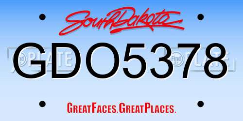 GDO5378 South Dakota License Plate