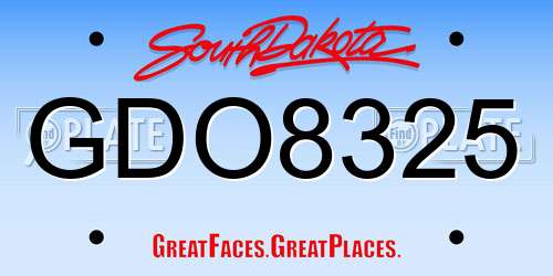 GDO8325 South Dakota License Plate