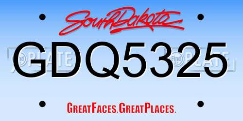 GDQ5325 South Dakota License Plate