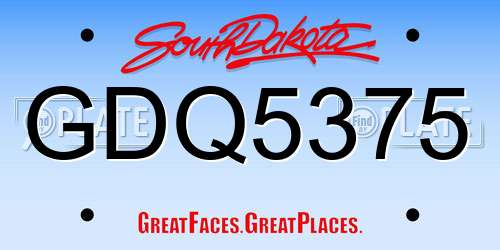 GDQ5375 South Dakota License Plate