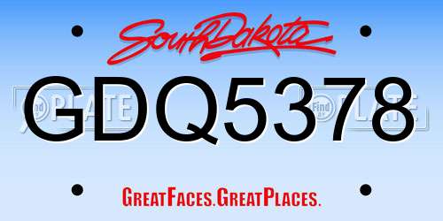 GDQ5378 South Dakota License Plate