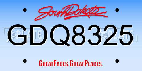 GDQ8325 South Dakota License Plate