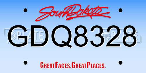 GDQ8328 South Dakota License Plate