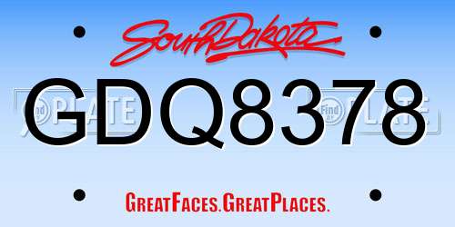 GDQ8378 South Dakota License Plate