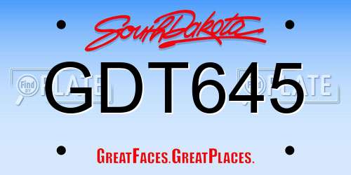 GDT645 South Dakota License Plate