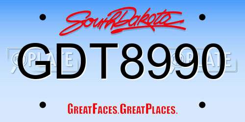 GDT8990 South Dakota License Plate