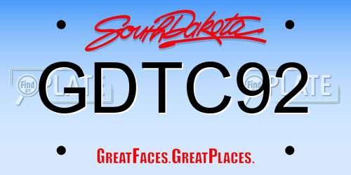 GDTC92 South Dakota License Plate