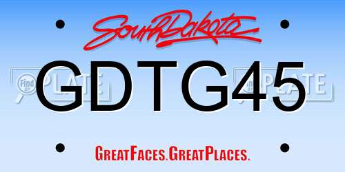 GDTG45 South Dakota License Plate