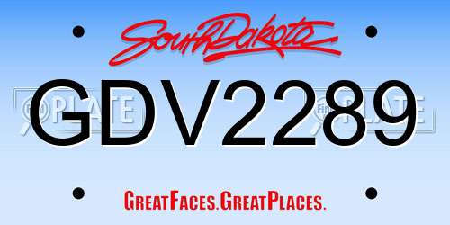 GDV2289 South Dakota License Plate