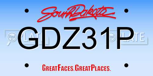 GDZ31P South Dakota License Plate