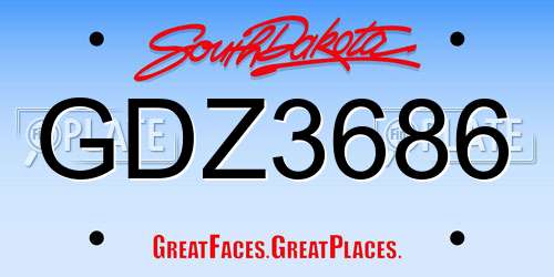GDZ3686 South Dakota License Plate