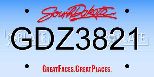 GDZ3821 South Dakota License Plate