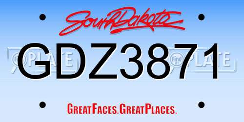 GDZ3871 South Dakota License Plate