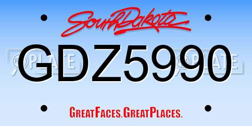 GDZ5990 South Dakota License Plate