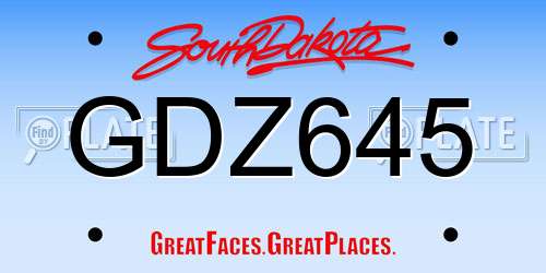GDZ645 South Dakota License Plate