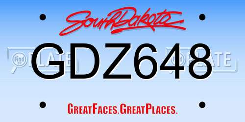 GDZ648 South Dakota License Plate