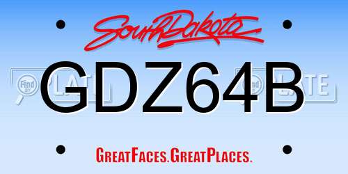 GDZ64B South Dakota License Plate