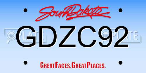 GDZC92 South Dakota License Plate
