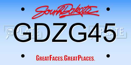 GDZG45 South Dakota License Plate