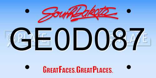 GE0D087 South Dakota License Plate