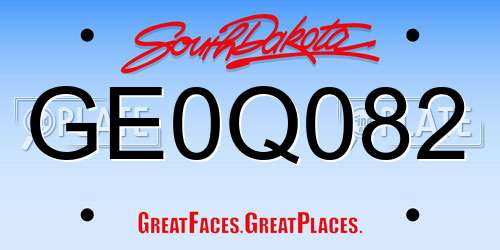 GE0Q082 South Dakota License Plate