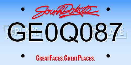 GE0Q087 South Dakota License Plate
