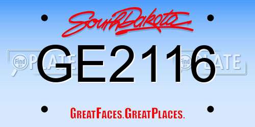 GE2116 South Dakota License Plate