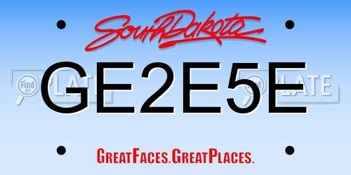 GE2E5E South Dakota License Plate