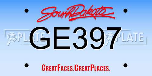GE397 South Dakota License Plate
