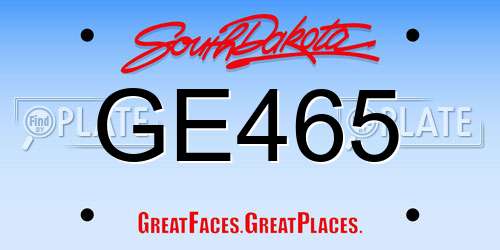 GE465 South Dakota License Plate