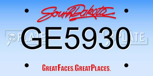 GE5930 South Dakota License Plate