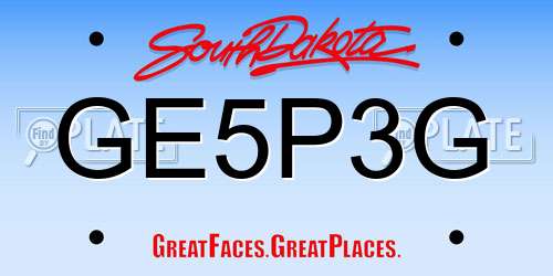 GE5P3G South Dakota License Plate