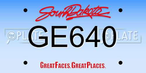 GE640 South Dakota License Plate