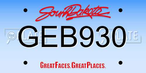 GEB930 South Dakota License Plate