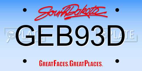 GEB93D South Dakota License Plate
