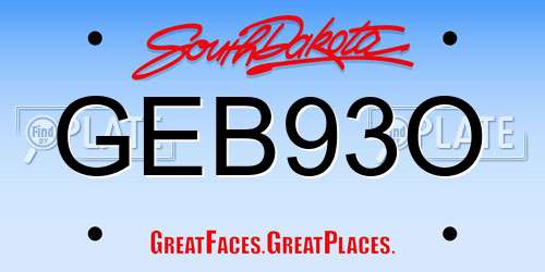 GEB93O South Dakota License Plate