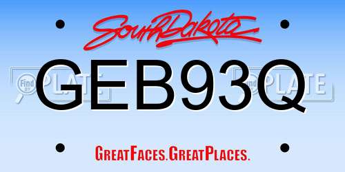GEB93Q South Dakota License Plate