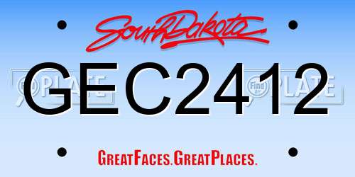 GEC2412 South Dakota License Plate