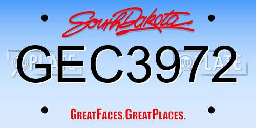 GEC3972 South Dakota License Plate