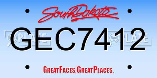 GEC7412 South Dakota License Plate