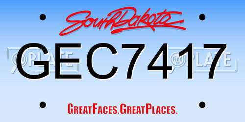 GEC7417 South Dakota License Plate