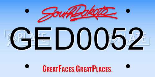 GED0052 South Dakota License Plate
