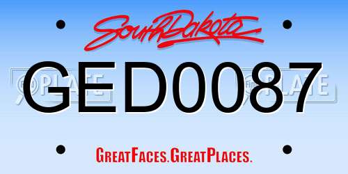GED0087 South Dakota License Plate