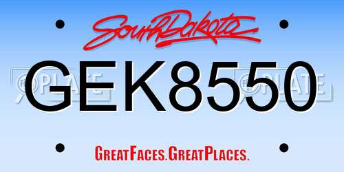 GEK8550 South Dakota License Plate